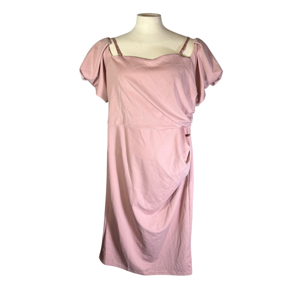 NWT Belle Poque Pink Retro Off Shoulder Draped Cocktail Dress NWT XL Mauve